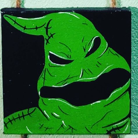 Oogie Boogie Painting Canvas, Oogy Boogie, Oogie Boogie Painting, Oogie Boogie Art, Simple Acrylic, Green Paintings, Halloween Painting, Oogie Boogie, Sketchbook Ideas