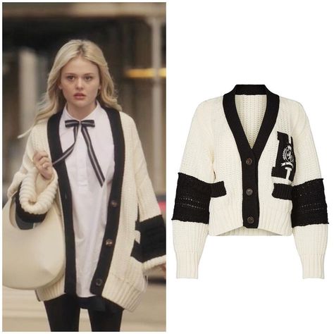 Gossip Girl Wardrobe on Instagram: “(1x04) Audrey Hope wearing @tommyhilfiger Oversized Letterman Cardigan. Price: $360” Oversized Cardigan Outfit, Audrey Hope, Gossip Girl Reboot, Png Clothes, Outfit Png, Where To Buy Clothes, Tommy Hilfiger Outfit, Cardigan Outfits, Fashion Tv