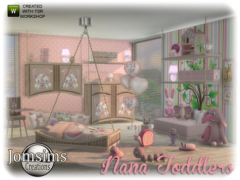 Toddler Bedroom Sets, Toddlers Bedroom, Mods Sims 4, Sims 4 Beds, Toddler Bed Frame, Sims Baby, Die Sims 4, Sims 4 Bedroom, Pink Furniture