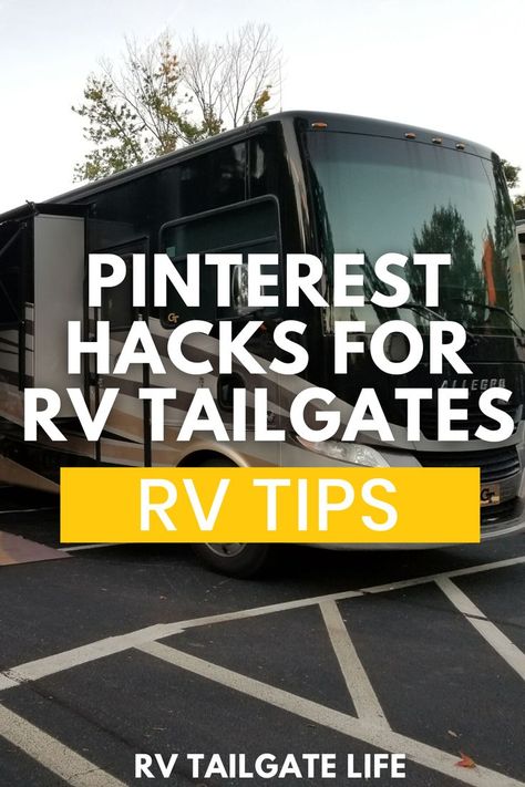 Motorhome at an RV Tailgate - Pinterest Hacks for RV Tailgates Parking Lot Tailgate, Parking Lot Party, Best Hacks, Pinterest Hacks, Rv Hacks, Parking Lot, Helpful Hints, Rv, Take A