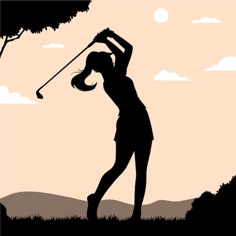 Free vector flat design golfer silhouett... | Free Vector #Freepik #freevector #golfer-silhouette #golfer #golf #golf-club Golf Silhouette, Golfer Silhouette, Golf Cookies, Mexico Tattoo, Golf Images, Bubble Drawing, Golf Stuff, Golf Logo, Sign Logo