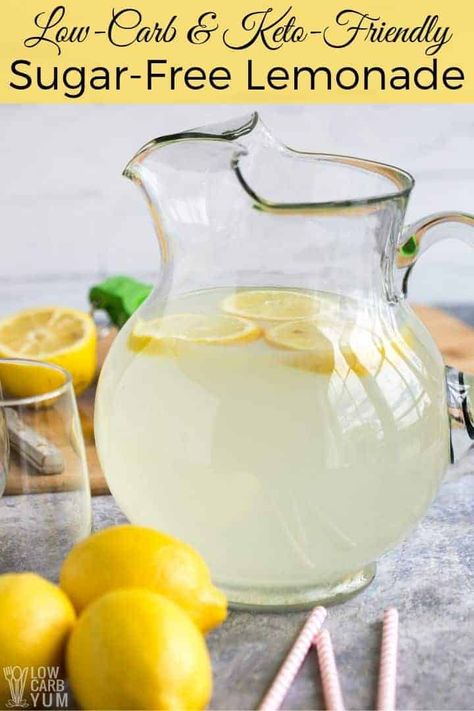 No Carb Drinks, Keto Mocktail Recipe, Sugar Free Drink Recipes, Keto Lemonade Recipe, Healthy Homemade Lemonade, Drinks For Diabetics, Low Sugar Lemonade, No Sugar Lemonade, Keto Juice