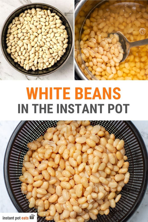 Learn how to cook basic white beans in the Instant Pot with or without soaking. For this specific recipe, we cooked Great Northern Beans in Instant Pot, which are medium-sized white beans and we cooked from dry beans. In this post, we also provide cooking times and tips for different dry and soaked white beans and ideas for using up beans in different recipes. Dry White Beans Instant Pot, Instapot Northern Beans, How To Cook Dry Beans In Instant Pot, Pressure Cook Beans, How To Cook Beans In An Instant Pot, White Beans In Instant Pot, Instant Pot Beans Dry, Dry Beans Instant Pot, Dry Beans In Instant Pot