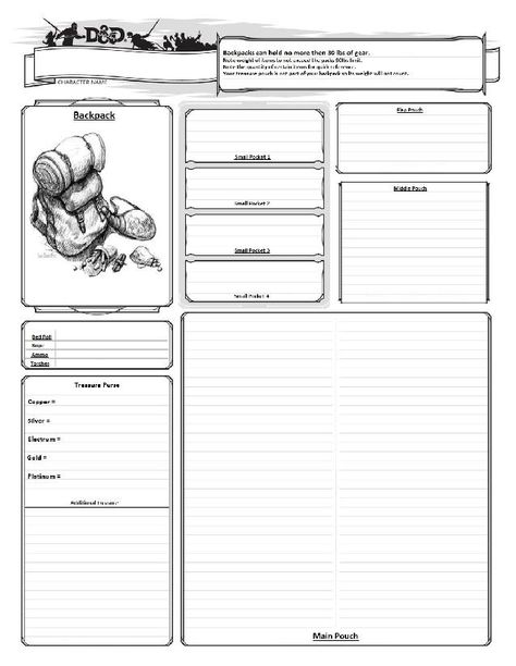 Today we have content from a guest creator, Keith C. Keith has made some amazing inventory sheets. While made for 5e D&D, these can very easily be used with any fantasy role playing game. Follo… D&d Inventory Sheet, Dnd 5e Inventory Sheet, Dnd Backpack Inventory, Dnd Inventory Sheet, Dnd Inventory, Rpg Character Sheet, Inventory Sheet, Dnd 5, Dnd Character Sheet