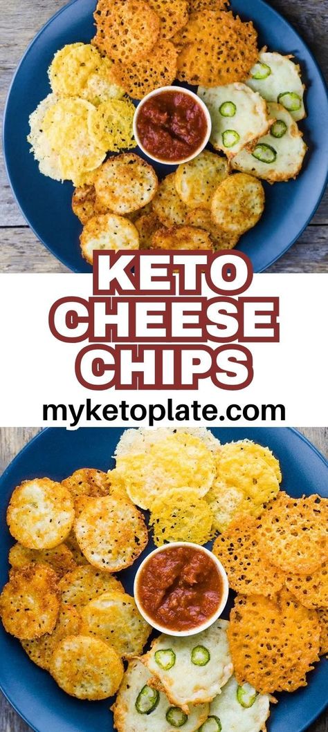 These keto cheese chips are incredibly easy to make and extra crunchy, requiring just 2 simple ingredients: shredded full-fat cheese and seasonings. You'll be surprised by how tasty and versatile they are—they're perfect for dipping! They're super quick to make in under 15 minutes and can be prepared ahead of time. Plus, they're made from naturally low-carb ingredients, offering a crispy and crunchy texture that's irresistible. Keto Cheese Crisps Recipe, Shredded Cheese Crisps, Cheese Chips In Air Fryer, Keto Cheese Chips Recipes, Cheese Crisps Baked, Cheese Chips Keto, Cheese Crisps Keto, Baked Cheese Crisps, Keto Cheese Crackers