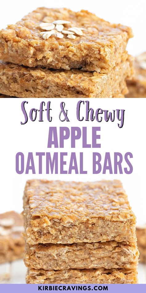 Applesauce Breakfast Bars, Chewy Oatmeal Breakfast Bars, Chewy Breakfast Bars, Soft Oatmeal Breakfast Bars, Baked Apple Oatmeal Bars, Oatmeal Snacks For Kids, Toddler Bars Healthy Snacks, Apple Oatmeal Breakfast Bars, Applesauce Oat Bars