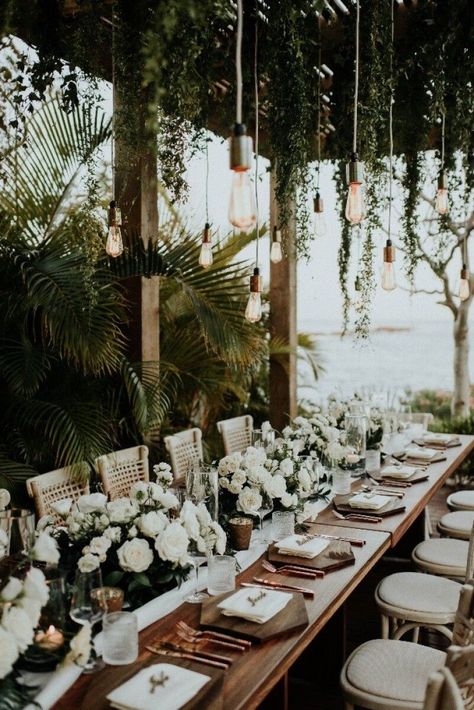 Wedding Dinner Table Setting, Guatemala Wedding, Los Cabos Wedding, Beach Wedding Reception, Dream Wedding Decorations, Cabo Weddings, Destination Wedding Inspiration, Beach Ceremony, Bay Wedding