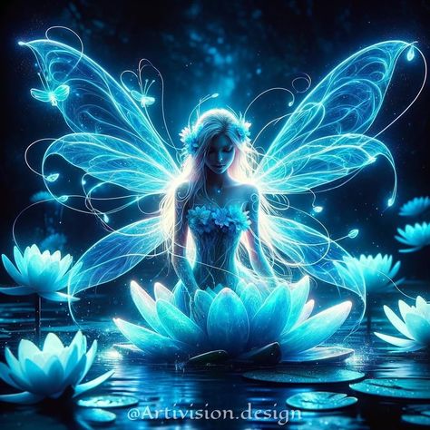 🌟 Magical Water Lily Fairy 🌟 Discover the ethereal beauty of the water lily fairy, gracefully adorned with shimmering neon blue wings. Immerse yourself in the enchanting world where magic and serenity blend seamlessly. ✨💙 Bring a touch of fantasy to your day with this delicate and captivating fairy. 🌸🧚‍♀️ #FantasyArt #WaterLilyFairy #EtherealBeauty #NeonMagic #FairyTales #ArtOfInstagram #MagicalWorld #EnchantedForest #InstaMagic #FairyArt Water Lily Fairy, Water Fae, Lily Fairy, Fairies Aesthetic, Magical Water, Fairy World, Water Fairy, Fairy Cosplay, Goddess Aesthetic