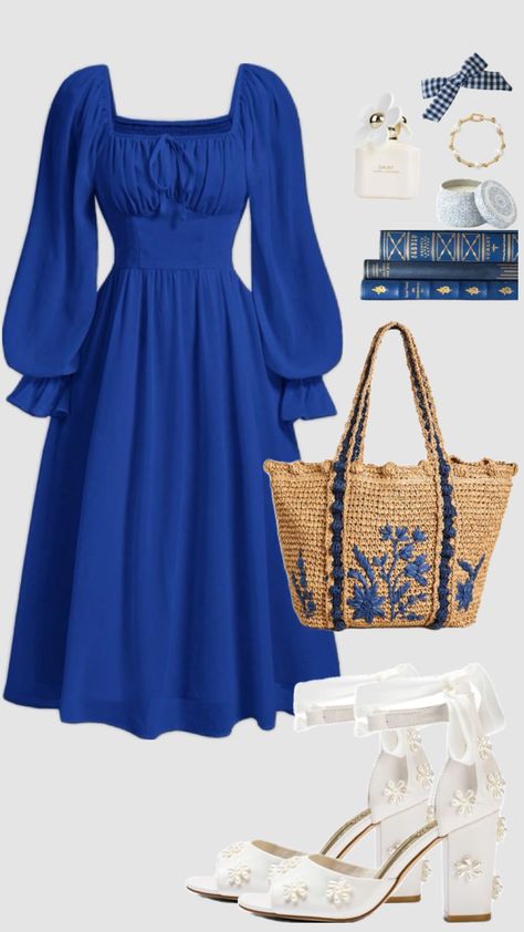 #aesthetic #cottagecore #churchoutfit #blue #coastal #dress #outfitinspo #spring #summer #outfit #christiangirl #outfitideas #modesty #modestoutfit Summer Church Outfit, Coastal Dress, Outfits Drawing, Fest Outfits, Modesty Outfits, Aesthetic Cottagecore, Cute Modest Outfits, Modest Summer Outfits, Cottagecore Outfits