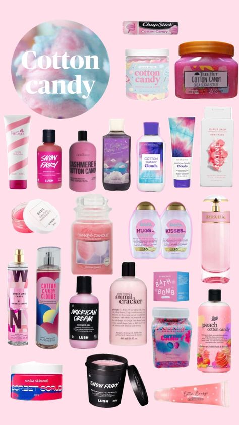 Cotton Candy Hygiene, Cotton Candy Perfume Aesthetic, Cotton Candy Shower Routine, Cotton Candy Products, How To Smell Pretty, How To Smell Like Sweet Candy, Cotton Candy Skincare, Cotton Candy Body Care, How To Smell Like Cotton Candy