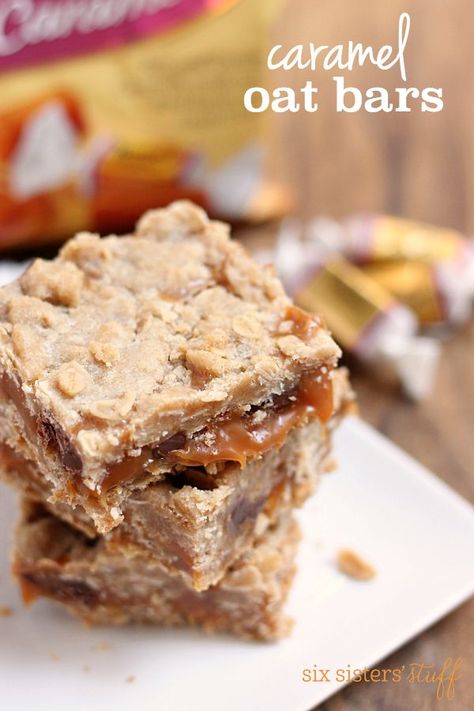 Caramel Oat Bars with Werther?s® Original® Caramels | Six Sisters' Stuff Werthers Caramel, Desert Dips, Six Sisters Stuff, Fudge Bars, Caramel Bars, Chocolate Chip Cookie Bars, Soft Caramel, Oat Bars, Caramel Recipes