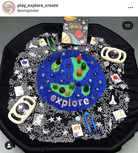 Around The World Tuff Tray, Space Themed Tuff Tray, Space Tuff Tray Ideas, Tuff Tray Ideas Toddlers, Eyfs Ideas, Space Activities For Kids, Tuff Spot, Science Week, Nursery Activities