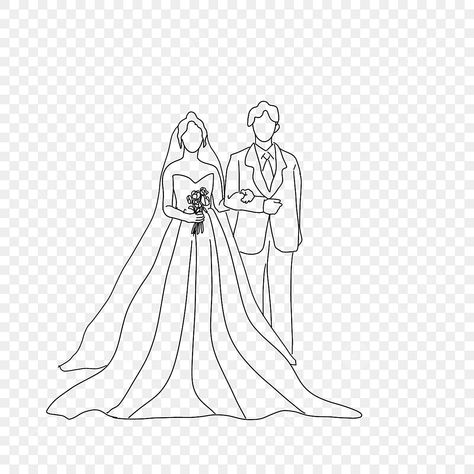 Wedding Sketches Illustration, Wedding Line Drawing, Wedding Drawing Easy, Wedding Art Drawing, Wedding Drawing Couple, Wedding Illustration Drawings, Line Drawing Wedding, Wedding Line Art, Wedding Doodles