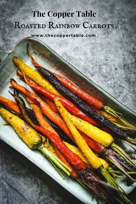 What are the best recipes for roasted carrots? I may be biased, but I happen to think this recipe right here is one of the best, and I hope you do too! This colorful veggie side is about as easy as it gets, and tasty as well. Read on, and I’ll show you how to make this simple recipe! Rainbow Carrots Roasted, Colored Carrots Recipe, Rainbow Carrot Recipes, Baby Carrot Recipes, Roasted Rainbow Carrots, Creamed Asparagus, Cream Of Asparagus Soup, Roasted Carrots Recipe, Rainbow Carrots