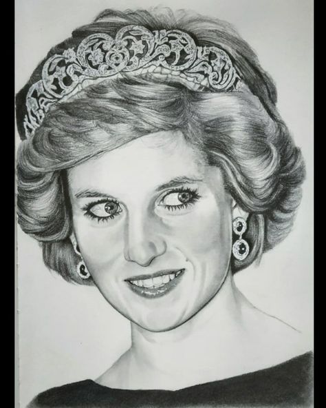 Princess Diana Sketch, Princess Diana Portrait, Diana Drawing, Diana Portrait, Lady Diana, Princess Diana, Portrait Tattoo, Tattoo Ideas, Crown