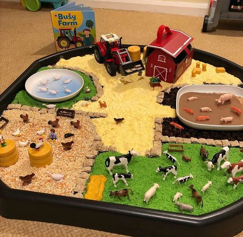 Tuff Tray Ideas Toddlers, Tuff Tray Ideas, Farm Animals Activities, Farm Theme Preschool, Baby Sensory Play, Nursery Activities, Farm Activities, Tuff Tray, Childcare Activities