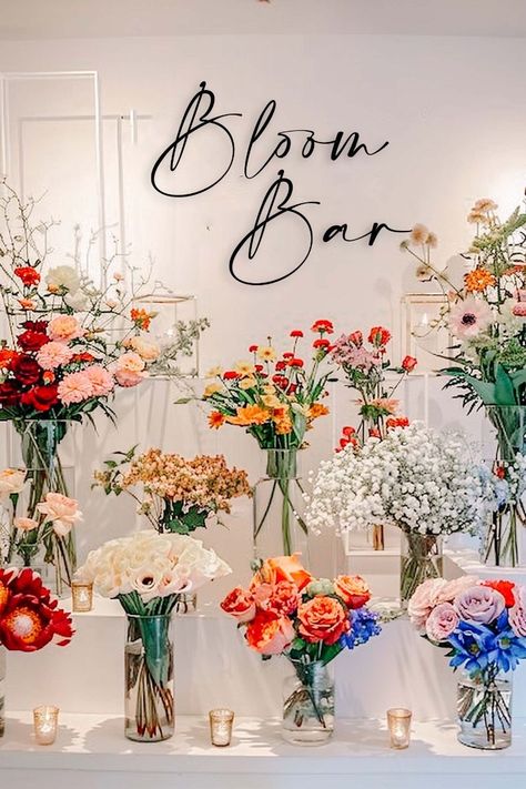 Bloom Bar 🌸💐🌺🌻🌼🌷 #flowerbar #Flowerbarideas #diyflowerbar #BabyInBloomBabyShowerideas #wildflowerpartytheme #springbabyshowerthemes #babyinbloom #Bar #Flower #DecorTips #Floral #HomeInspiration #Creativity #with #Events #Outdoor #HomeDecorating #Ideas #Elevating Love In Bloom Table Decor, Love In Bloom Wedding Theme, Diy Baby In Bloom Decor, Love In Bloom Bachelorette Party, Baby In Bloom Flower Bar, Blooming Into 30, Bride In Bloom Theme, Love In Full Bloom Bridal Shower Theme, Bloom Bar Ideas