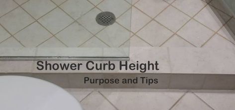 Shower Curb Height: Purpose and Tips Shower Curb Tile Ideas, Shower Threshold, Concrete Shower, One Piece Shower, Shower Step, Shower Curb, Doorless Shower, Tub And Shower, Backer Board