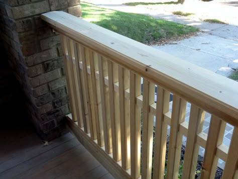 Milestone: Thirty One Feet of Craftsman Style Porch Railing - by ... Front Porch Spindles Railing Ideas, Craftsman Railing, Craftsman Porch Railing, Reading Porch, Aluminum Porch Railing, Victorian Porches, Front Porch Railing Ideas, Craftsman Front Porch, Porch Railing Ideas