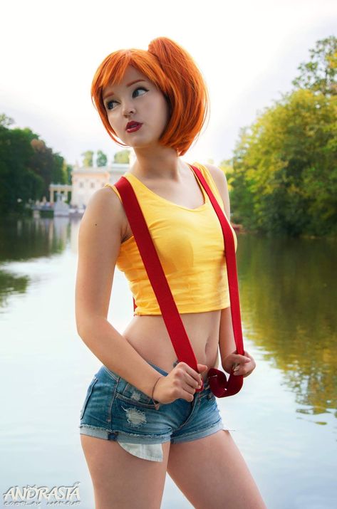 Pokémon Misty cosplay by @xandrastax Misty Cosplay, Pokemon Misty, Lauren Hashian, Misty From Pokemon, Pokemon Anime, Pokemon Cosplay, Dwayne The Rock, Lace White Dress, Girl Costumes