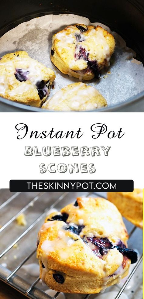 Instant Pot Blueberry Scones. Making Blueberry scones is quick when you bake it in the Instant Pot. Make a large batch good for a week. Instant Pot Batch Cooking, Blueberry Scones, Blueberry Recipes, Insta Pot, Instapot Recipes, Instant Pot Pressure Cooker, Easy Cooking Recipes, Batch Cooking, Blue Berry Muffins