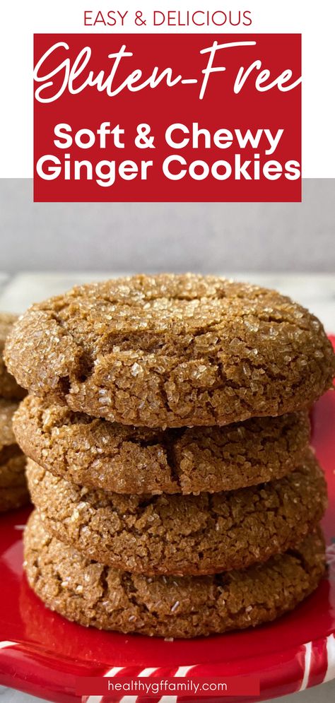 Gluten Free Ginger Cookies, Gluten Free Gingerbread Cookies, Soft Ginger Cookies, Chewy Ginger Cookies, Gf Sweets, Gf Cookies, Grain Recipes, Gluten Free Gingerbread, Gluten Free Holiday