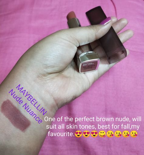 Maybelline creamy matte nude nuance 657. Maybelline Nude Nuance, Lipstick Nude, Funky Makeup, Maybelline Lipstick, Makeup On Fleek, Nude Lipstick, Makeup Products, Maybelline, Skin Tones