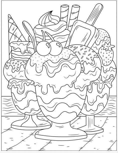 1950s Coloring Pages, Minimalist Coloring Page, Free Adult Coloring Printables, Ice Cream Coloring Pages, Coloring Pages Winter, Adult Colouring Printables, Abstract Coloring Pages, Love Coloring Pages, Surreal Artwork