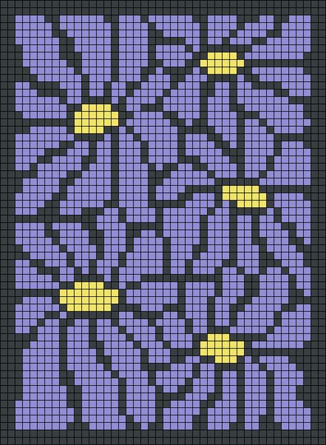 Blanket Alpha Pattern, Alpha Bead Pattern, Pixel Graph Crochet Chart, Plant Tapestry Crochet, Alpha Patterns Crochet Blanket, Crochet Pixel Art Pattern, Flower Crochet Grid, Crochet Pixel Grid Patterns, Flower Tapestry Crochet