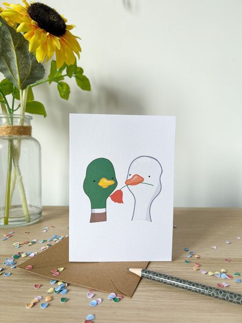 Adorable pair of ducks Valentines Card for your loved one! #valentinescards #valentinesgift Duck Valentine, Duck Card, Bday Cards, Valentines Card, Simple Valentine, Valentine Card, Anniversary Card, Love Cards, Anniversary Cards