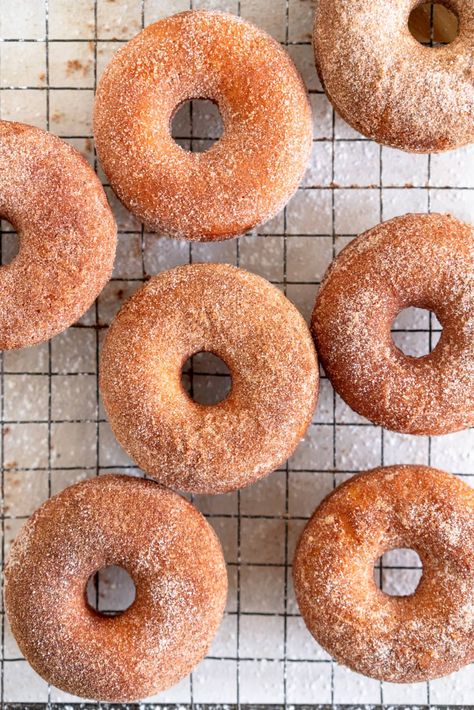 Soft and Fluffy yeasted cinnamon doughnuts. This doughnut dough is quick and easy to make, and fries up into light doughnuts which are tossed in cinnamon sugar. This recipe only makes eight doughnuts so is perfect for a smaller crowd. Fluffy Doughnut Recipe, Cloudy Kitchen, Cinnamon Donuts, Cinnamon Sugar Donuts, Sugar Donut, Cinnamon Milk, Doughnut Recipe, 4 Ingredient, State Fair