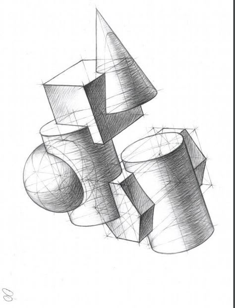 Geometric Sculpture Architecture, Volume Drawing, Practice Drawing Shapes, Structure Drawing, Geometric Poster Design, Geometric Shapes Drawing, Shapes Drawing, Geometric Volume, Drawing Perspective