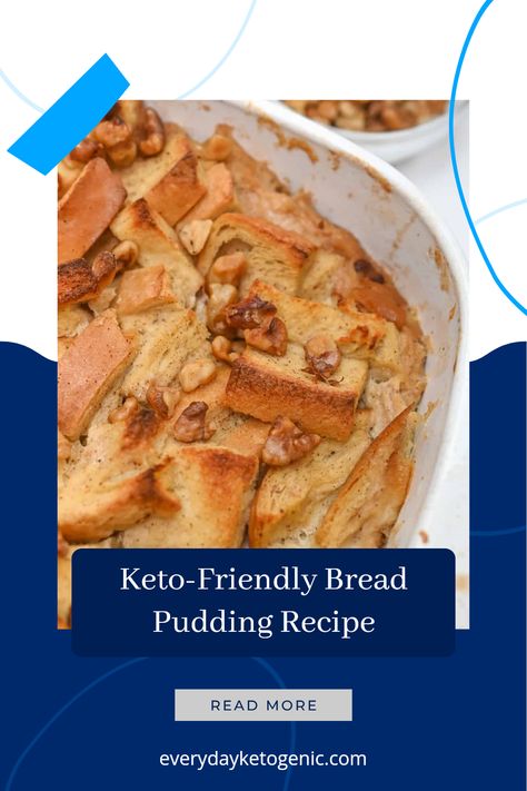 Craving a delicious treat that won't ruin your diet? Try this easy low-carb bread pudding recipe that features keto bread, beautiful almond milk, creamy heavy cream, and the warm tastes of cinnamon and vanilla! Perfect for any day when you want a cozy dessert that aligns with your ketogenic lifestyle. This comforting dessert is simple to whip up and can satisfy your sweet tooth while keeping it guilt-free Keto Bread Pudding Recipe, Keto Bread Pudding, Traditional Bread Pudding, Bread Bowl Recipe, Keto Friendly Bread, Edible Cookie Dough Recipe, Mini Breakfast, Comfort Desserts, Bread And Butter Pudding