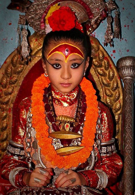 The Kumari Living Goddess Kumari Goddess, Nepali Culture, Nepal Photography, Nepal People, Ceremonial Dress, Nepal Culture, Adventure Tourism, Indian Goddess, Nepal Travel