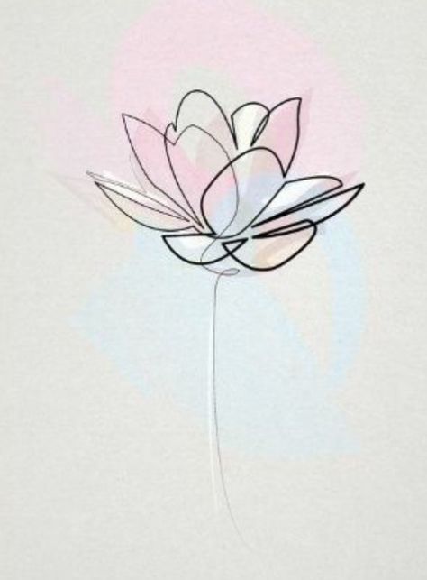 Ftd Flowers, One Line Tattoo, Lotus Flower Art, Lotus Art, Line Flower, Lotus Tattoo, Pola Sulam, 背景 シンプル, Line Tattoos