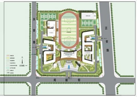 Jiyang Xinyuan School,site plan School Building Plans, Elementary School Projects, Site Plan Drawing, School Floor Plan, Site Development Plan, Site Plan Design, School Building Design, School Site, Campus Design