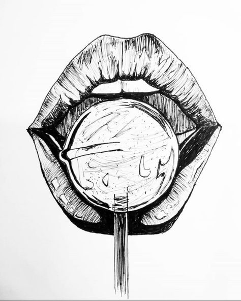 Playboy Painting, Lollipop Drawing, Lips Sketch, Lip Drawing, Art Assignments, Sharpie Art, Lips Drawing, Sketch Drawing, Inspirational Tattoos