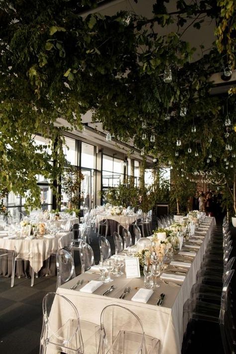 I want this sort of style with vines on the ceiling and flowers falling Greenery Ceiling Wedding, Hanging Vines Wedding, Stars Wedding, Flower Ceiling, Wedding Ceiling, Lush Wedding, Greenery Wedding Decor, Wedding Style Inspiration, South Melbourne