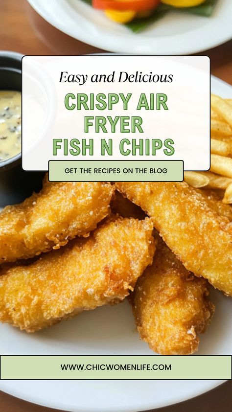 Air Fry Fish And Chips Recipe, Cod Fish N Chips, Homemade Fish And Chips Air Fryer, Air Fryer Fish And Chips Cod, Air Fryer Crab Recipes, Air Fry Fish And Chips, Cod Bites Air Fryer, Airfryer Fish And Chips, Haddock Air Fryer Recipes