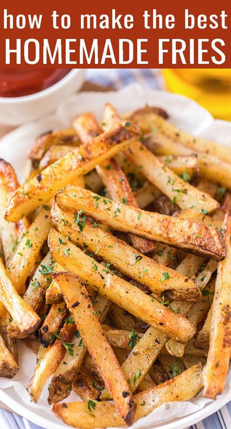 Applebees French Fry Seasoning, Healthy French Fries Baked, Healthy Homemade French Fries, Best Homemade Fries Oven Baked, Frenchfries Homemade Oven, Potatoe Fries In The Oven, Convection Oven French Fries, Homemade French Fries Oven, Quick French Fries