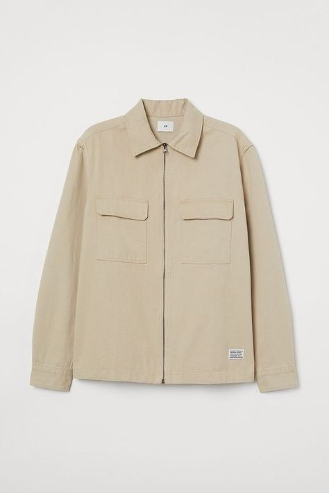 H&M Twill Shirt Jacket Harrington Jacket, Cotton Texture, Twill Shirt, Snap Fasteners, Suit Shop, Jackets Online, Casual Shirts For Men, Fashion Company, Shirt Jacket