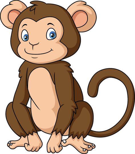 Cute little monkey cartoon sitting Cartoon Sitting, Monkey Cartoon, Pet Monkey, Little Monkeys, Animal Drawings, Animal Pictures, Vector Art, Vector Free, Royalty