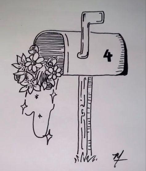 Mailbox Tattoo, Good News Tattoo, Tattoo Simple, Art Drawings Sketches Creative, Art Drawings Sketches, Simple Tattoos, Mailbox, New Tattoos, Drawing Sketches