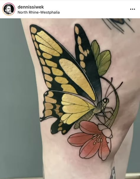 Neotrad Butterfly, Neotrad Leaves, Butterfly Tattoo Neo Traditional, Butterfly Neotraditional, Neotraditional Butterfly Tattoo, Neo Traditional Butterfly Tattoo, Neo Traditional Butterfly, Neo Traditional Moth, Insect Tattoos