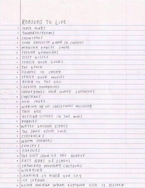 Live By This List, Reasons For Living, Reason To Live, 100 Reasons To Not Commit, Will To Live, 100 Reasons To Live List, Reason To Stay Alive List, Reasons To Keep On Living, 100 Reasons To Live