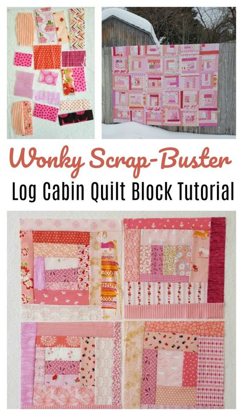 Scrappy Log Cabin, Cabin Quilt Block, Diary Of A Quilter, Baby Quilt Tutorials, Sewing Challenge, Log Cabin Quilt Blocks, String Quilts, Quilt Care, Cabin Quilt