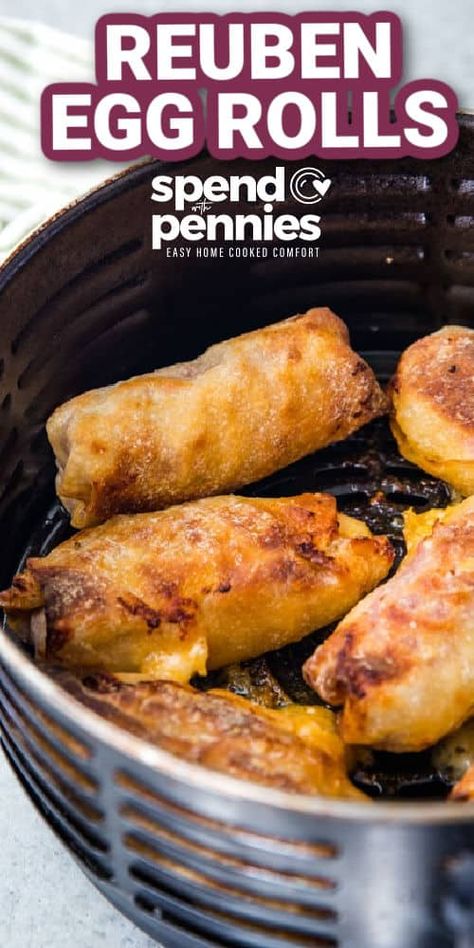 Recipes Using Egg Roll Wrappers, Reuben Egg Rolls, Corned Beef Leftovers, Reuben Sandwich Classic, Unique Appetizers, Corned Beef Recipes, Slow Cooker Meatballs, Air Fried Food, Thousand Island Dressing