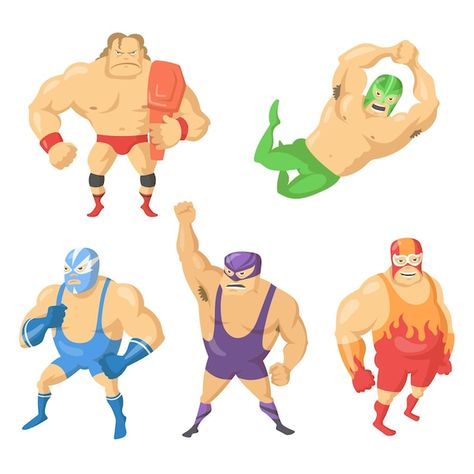 Free vector cartoon set of mexican wrest... | Free Vector #Freepik #freevector #wrestler #wrestling #super-hero #fighter Cartoon Wrestler, Masks Illustration, Hero Fighter, Mexican Wrestler, Vector Cartoon, Super Hero, Graphic Resources, Vector Free, Wrestling