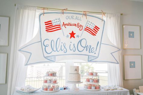 One All American Boy Birthday, All American Boy Birthday Party, Patriotic Birthday, All American Boy, Baby Birthday Themes, Painted Items, Kids Birthday Themes, American Boy, First Birthday Themes