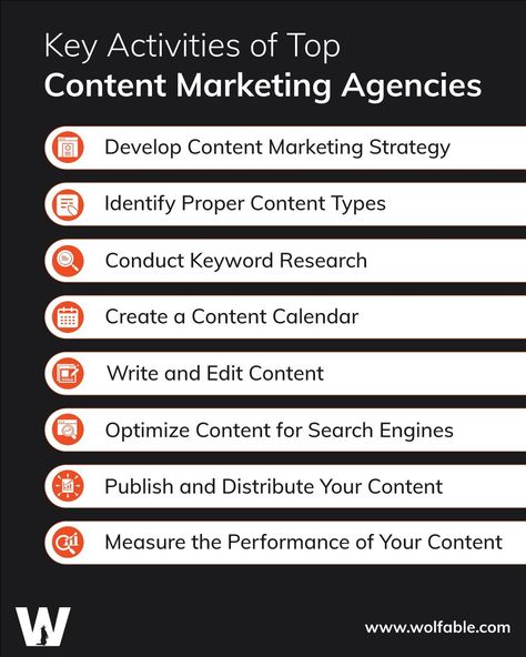 1. Develop Content Marketing Strategy
The first step in any great content marketing campaign is to develop a solid strategy.
2. Identify Proper Content Types
Understanding your audience is crucial. 
3. Conduct Keyword Research
Keyword research is the backbone of effective content marketing. 
4. Create a Content Calendar
5. Write and Edit Content
6. Optimize Content for Search Engines
7. Publish and Distribute Your Content
8. Measure the Performance of Your Content Content Types, Marketing Infographics, Content Calendar, Infographic Marketing, Content Calendars, Keyword Research, Marketing Campaign, Content Marketing Strategy, Search Engines